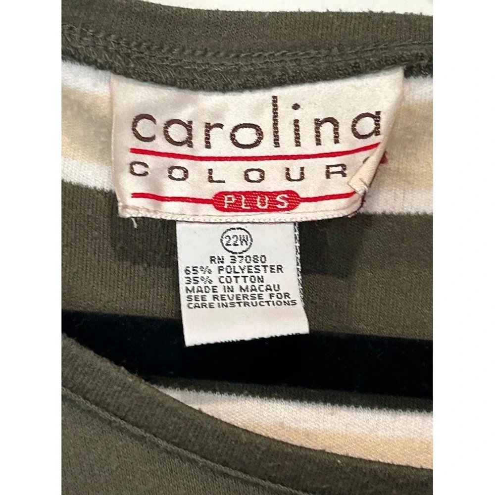 Carolina Colours Plus Olive Green Striped Cardigan and Tank Top Twin Set‎ 22W